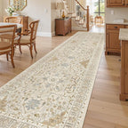 Madane Hallway Rug 3x10, Kitchen Rugs Washable Entryway Rug 10ft Vintage Kitchen Runners Non Slip Indoor Area Rug Farmhouse Carpet Runner for Bathroom Living Room Bedroom, Beige/Blue