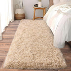 Fluffy Shag Runner Rugs for Bedroom Hallways, 2x8 Beige Long Soft Throw Area Rug Non Slip for Bedside Dorm, Shaggy Furry Carpet for Nursery Living Room Home Decor