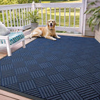OLANLY Front Door Mat Outside Entrance 71x47, Absorbent, Heavy Duty Sturdy Natural Rubber Doormat Indoor Outdoor, Stain Fade Resistant, Non-Slip Low Profile Floor Mat for Entryway, Navy Blue Diamond