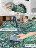 SERISSA 2'6"x14' Washable Non Slip Boho Runner Rug for Hallway，Teal