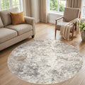 UERMEI 6ft Round Area Rug Living Room Rugs - 6x6 Washable Neutral Modern Abstract Soft Thin Rug Indoor Floor No Slip Rug Carpet for Bedroom Under Dining Table Home Office Decor - Brown Grey
