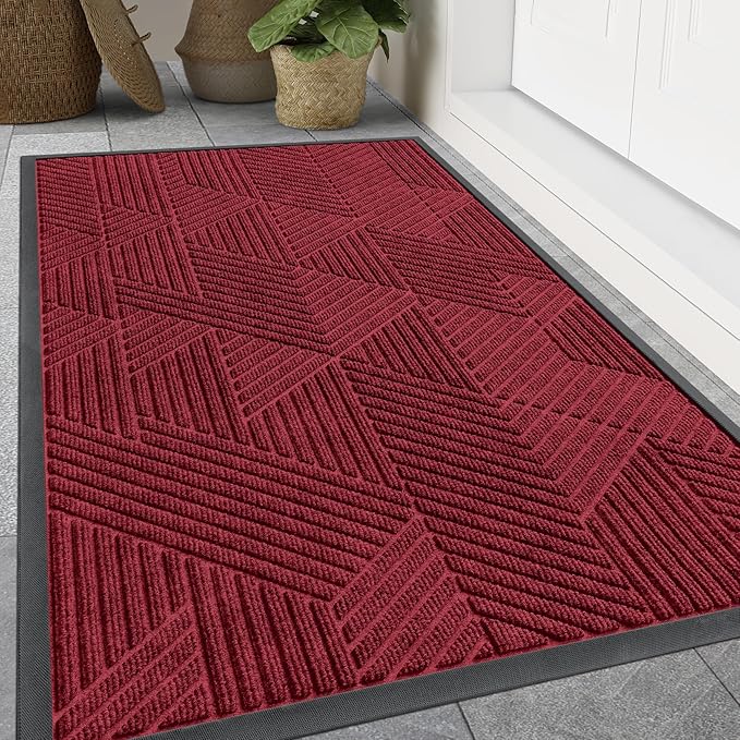 Smiry Front Door Mat Outside Entrance, Low Profile Rubber Doormat, 71x23