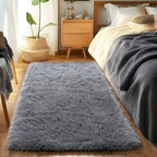 Quntue Runner Rugs for Bedroom 2x6 Rug Runners for Hallways Non Slip Soft Shag Bedside Rug, Fluffy Area Rug Throw Rugs for Living Room, Floor Carpet Runner for Nursery Kids Dorm, Grey