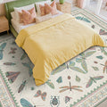 Green Butterfly Rugs for Girls Bedroom - 8x10 Floral Area Rug for Living Room, Dining Room Under Kitchen Table, Washable Lightweight Insect Print Large Carpet Indoor