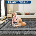 GarveeHome 2x6 Modern Bordered Runner Rug Soft Non Slip Washable Floor Carpet