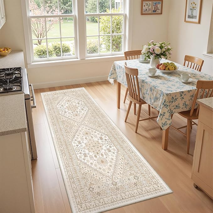 zesthome 2x6 Runner Rug Non Slip,Washable Hallway Runner Rug,Beige