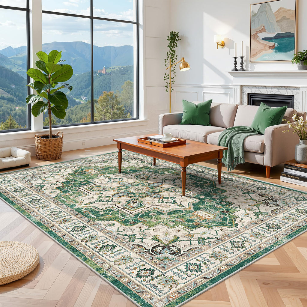 zesthome 6x9 Area Rugs for Living Room,Large Washable Rug,Green