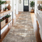 2'6x14 Runner Rug Washable Abstract: Non Slip Hallway Floor Mat Brown/Brick