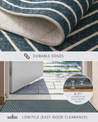 Latte&Fog 3x5 Entryway Rug Indoor, Modern Abstract Washable Area Rug, Boho Non Slip Low Pile Throw Carpet for Indoor Bedroom Bedside, Kitchen, Entry and Living Room - Blue