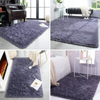 TWINNIS Super Soft Shaggy Rugs Fluffy Carpets 5x8 Feet, Indoor Modern Plush Area Rugs for Living Room Bedroom Kids Room Nursery Home Decor, Upgrade Anti-Skid Rectangular Fuzzy Rug, Grey Purple