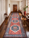 SERISSA 3x14 Washable Non Slip Boho Runner Rug for Hallway，Rust