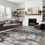 Area Rugs 5x7 for Living Room Bedroom, Modern Abstract Machine Washable Soft Dark Gray Rug, Floor Carpet with Non Slip Backing for Dining Room