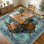 RELEANY Washable Area Rug, Square 8'x8', Teal