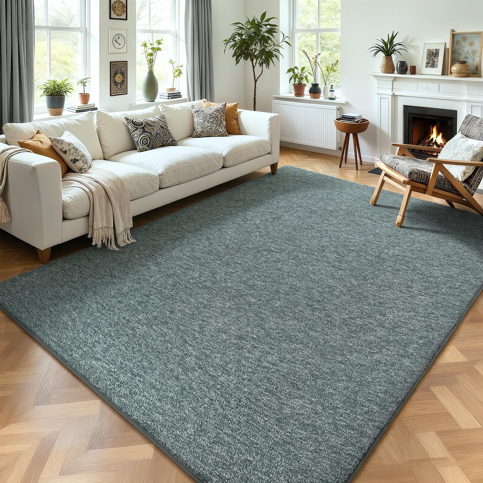 AROGAN 5x7 Area Rugs for Living Room Non Slip Bedroom Rug, Grey & Green
