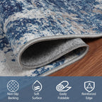 4x6 Area Rugs for Living Room Washable Bedroom Dining Room Blue Grey White