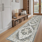 Madane Runner Rugs for Hallway 2x10 Long Washable Non-Slip Hallway Runner Rug Low-Pile Stair Kitchen Runner Soft Throw Carpet for Entrance Living Dining Laundry Room (Black, 2 x 10)