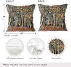 BUJSP Rustic Autumn Forest Pillow Covers 18x18 Set of 2, Fall Home Room Decor, Vintage Botanical Nature William Morris Inspired Decorative Throw Pillow Covers for Home Bedroom Living Room
