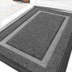OLANLY Front Door Mat Indoor Outdoor Entrance, Waterproof All-Season, All-Weather Doormat, Sturdy Natural Rubber, Fade Resistant, Low Profile, Easy Clean Patio Porch Entryway Mat, 33x21, Dark Grey