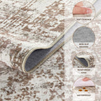 UERMEI 4x6 Area Rug Living Room Rugs - Washable Neutral Modern Abstract Soft Thin Rug Indoor Floor No Slip Rug Carpet for Bedroom Under Dining Table Home Office Decor - Brown/Grey/Red