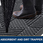 Smiry Front Door Mat Outside Entrance, Heavy Duty Sturdy Natural Rubber Doormat, Trap Dirt and Moisture, Easy Clean Low Profile Mats for Indoor Outdoor Entry, Irregular Triangle (47x32, Grey)