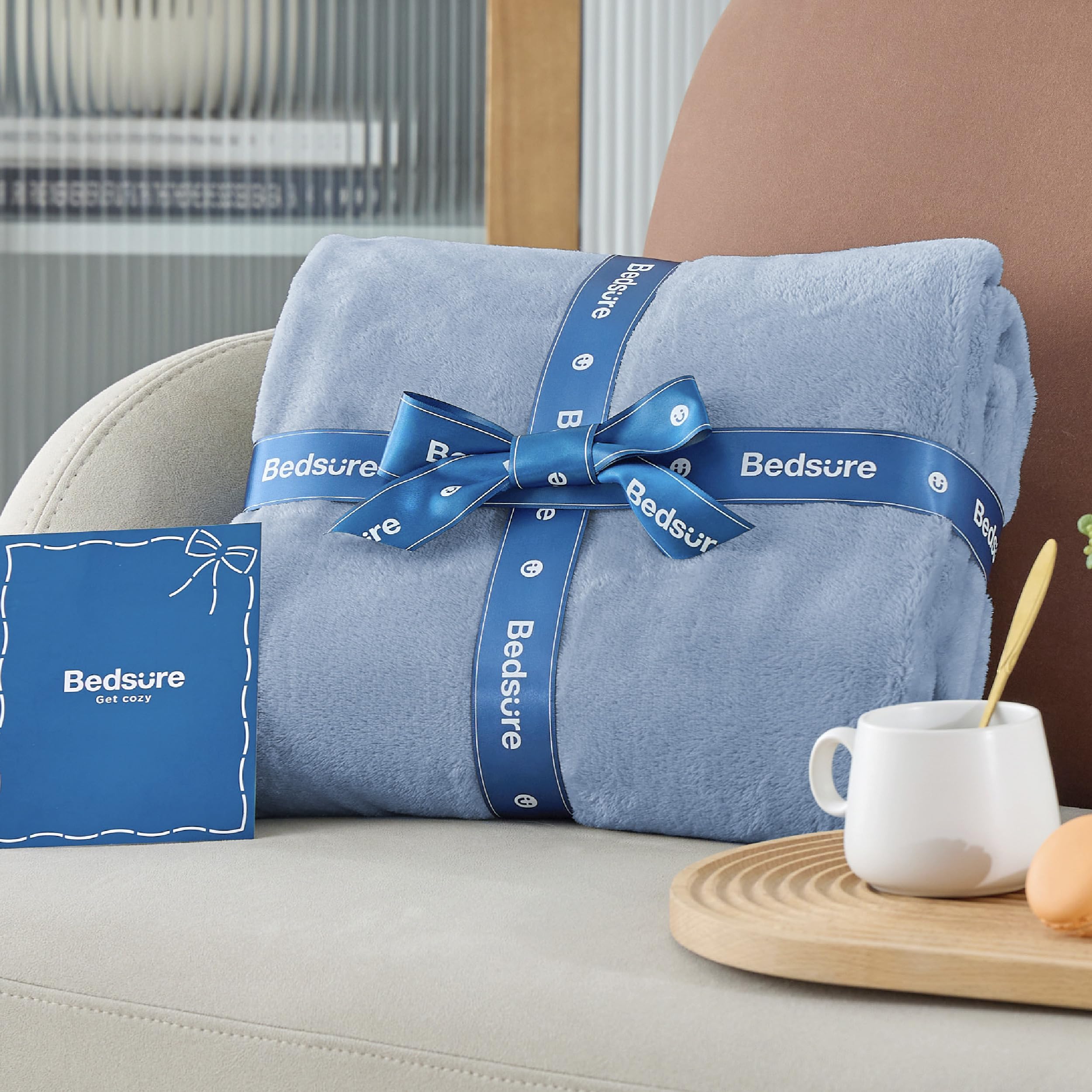 Bedsure Fleece Throw Blanket for Couch Light Blue - Lightweight Plush Fuzzy Cozy Soft Blankets and Throws for Sofa, 50x70 inches