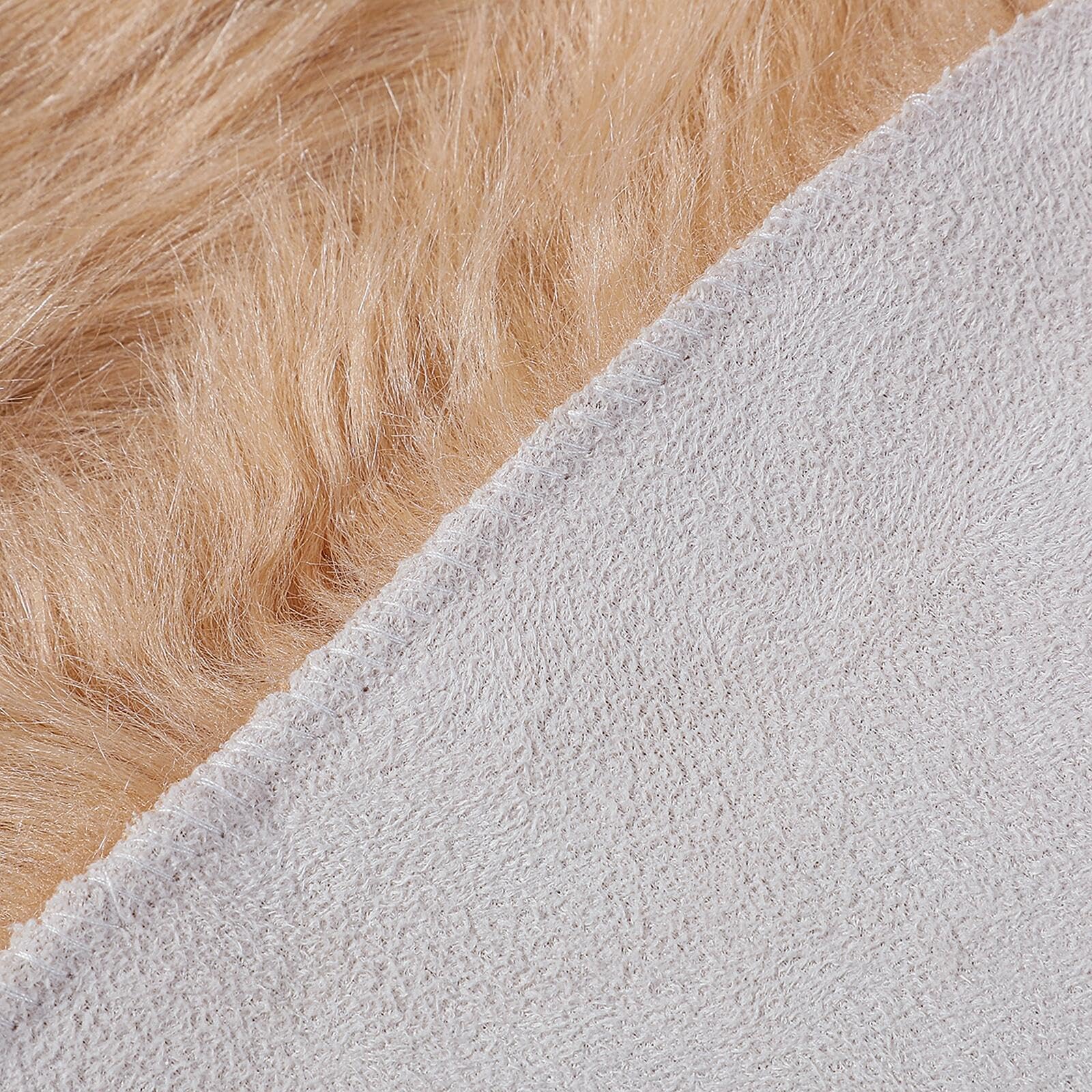 linmopm Faux Fur Sheepskin Rug, Beige, 2x3 ft