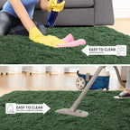Tepook Soft Runner Rugs for Bedroom 2x6 with Rubber Backing, Dark Green Fluffy Rugs for Hallway, Shag Bedside Rug Fuzzy Plush Carpet for Living Room Dorm Nursery Indoor Home Decor