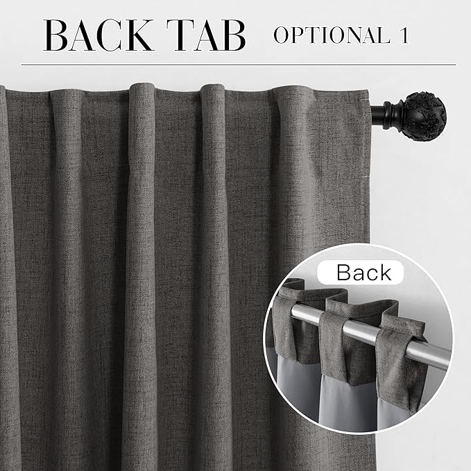 RYB HOME Grey 100% Blackout Curtains 63 inch Long, Light Blacking & Thermal Insulated Curtains for Nursery/Bedroom/Boys'Room, Back Tab & Rod Pocket Window Treatment, W52 x L63, 2 Panels