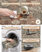 Restydon Runner Rug 2x8 Runners for Hallways Washable Rugs, Grey/Brown/Tan