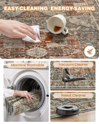 Restydon Runner Rug 2x6, Non Slip Washable Rugs for Hallways,Grey/Brown/Tan