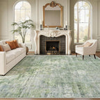 Soalmost Abstract Rug 8x12 Large Living Room Area Rugs Washable Green/Ivory