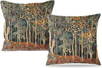 BUJSP Rustic Autumn Forest Pillow Covers 18x18 Set of 2, Fall Home Room Decor, Vintage Botanical Nature William Morris Inspired Decorative Throw Pillow Covers for Home Bedroom Living Room