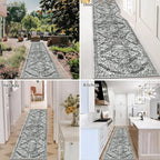 HEBE Hallway Runner Rug 2'x8' Washable Vintage Distressed Area Rugs Non Slip Laundry Rug Runner Boho Floor Carpet Runners for Hallways Entryway Laundry Room Kitchen Bathroom