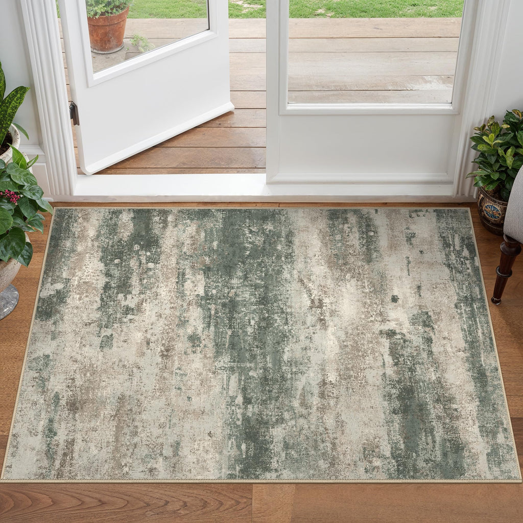 BEIMO 2x3 Area Rugs for Entryway, Green Taupe Washable Abstract Rug