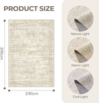 2x3 Washable Rug Runner for Bathroom, Soft Entryway Rug for Laundry Room, Kitchen, Vintage Abstract Hallway Runner for Bedroom, Anti-Slip Door Mat Indoor Entrance(2'x3', Beige/Ivory)