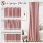 Guken 100% Blackout Curtains 90 Inch Length 2 Panels Set for Living Room Bedroom Back Tab Thermal Insulated Black Out Linen Drapes Room Darkening Window Curtains 90 Inches Long, Ash Rose