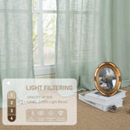 LAMIT Light Sage Linen Sheer Curtains for Bedroom 84 Inches Long, 2 Panels
