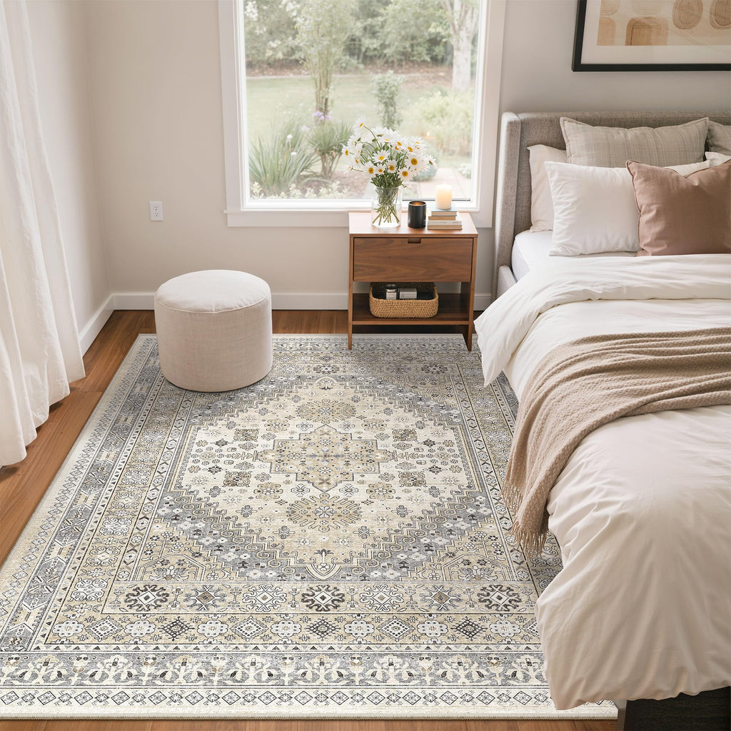 zesthome 4x6 Area Rug for Entryway,Washable Kitchen Rug,Beige