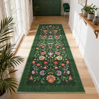 GarveeHome Floral Rug 2.5x10 Runners for Hallways, Boho Kitchen Runner Rugs Non Slip Bath Runners, Vintage Washable Runner Rug for Bedroom, Soft Long Rugs for Entryway Bathroom Laundry Dorm, Green
