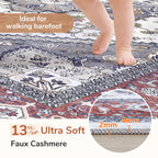 OPPODREAM Soft Area Rugs 2x3, Persian-Inspired Washable Rug, Red & Grey