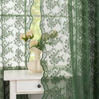 YJ YANJUN Vintage Lace Curtains 84 Inches Long- Country Olive Green Boho Sheer Curtains for Living Room Bedroom Scalloped Light Filtering Christmas Décor 2 Panels Set W52 X L84 Dark Forest