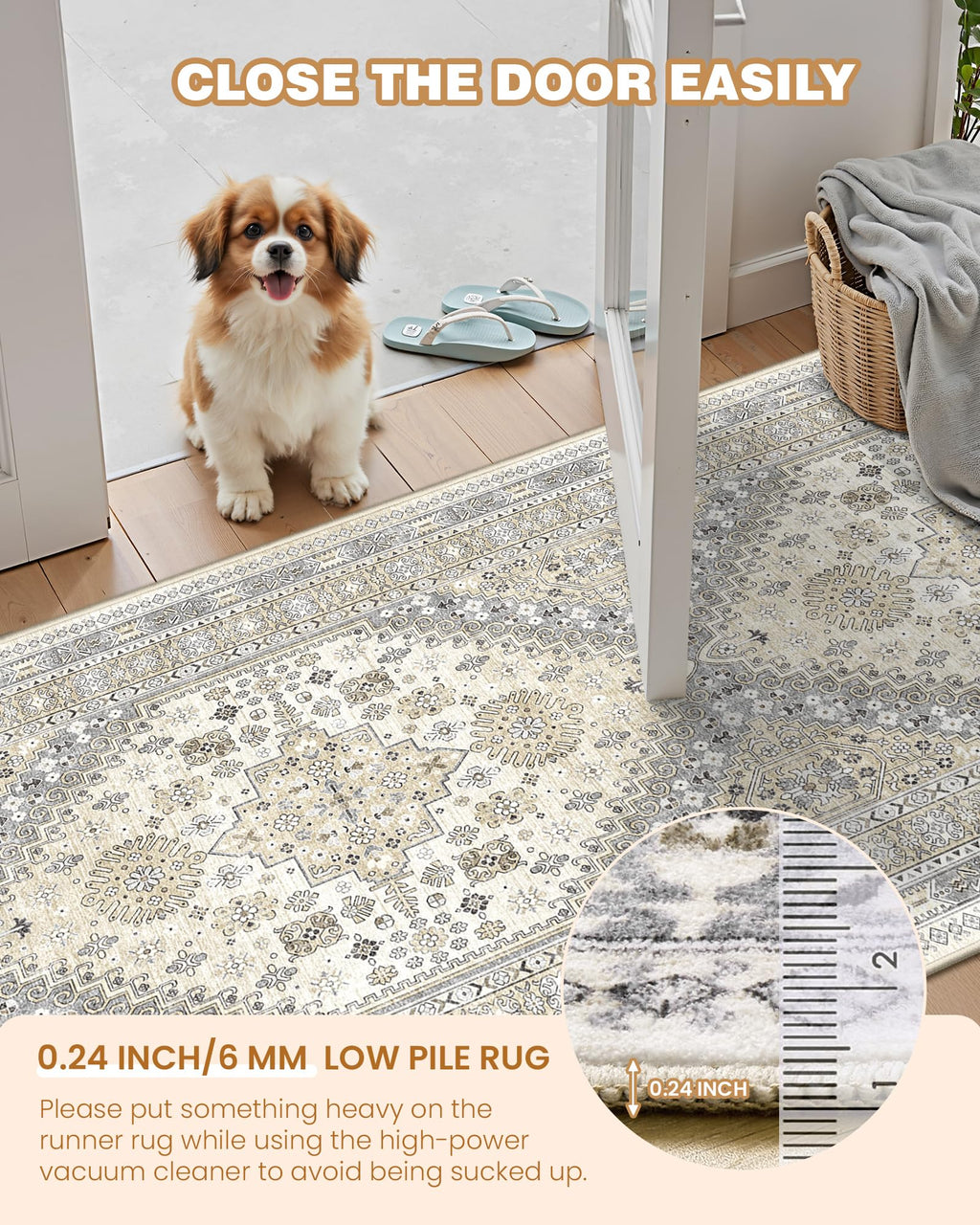 Restydon Area Rugs 5x7 Washable Rugs for Living Room, Beige