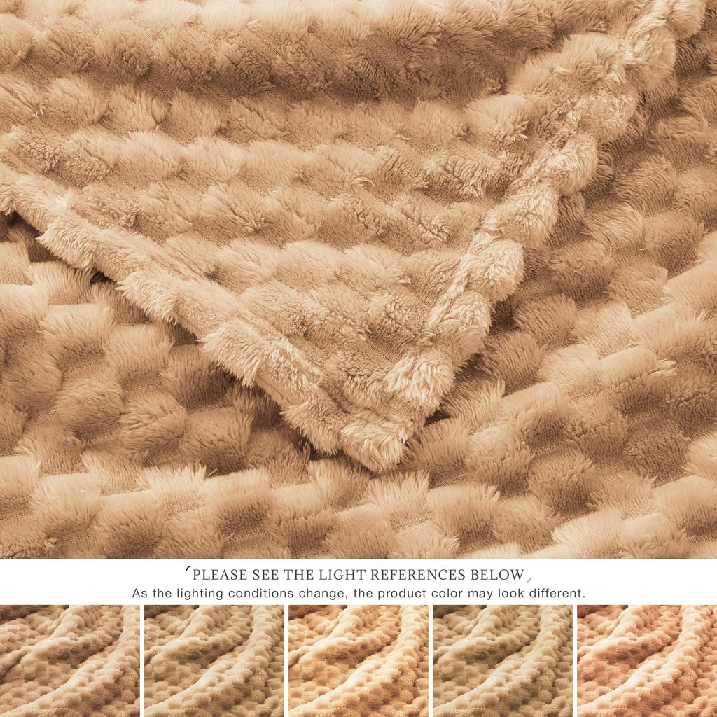EXQ Home Fleece Blanket Twin Size for Couch or Bed - 3D Imitation Turtle Shell Jacquard Decorative Blankets - Cozy Soft Lightweight Fuzzy Flannel Blanket Suitable for All Seasons(60"×80",Brown)