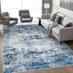 FXRHLP 8x10 Area Rug Living Room: Modern Washable Indoor Soft Carpet Blue