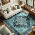 RELEANY Washable Area Rug, Square 6'x6', Teal