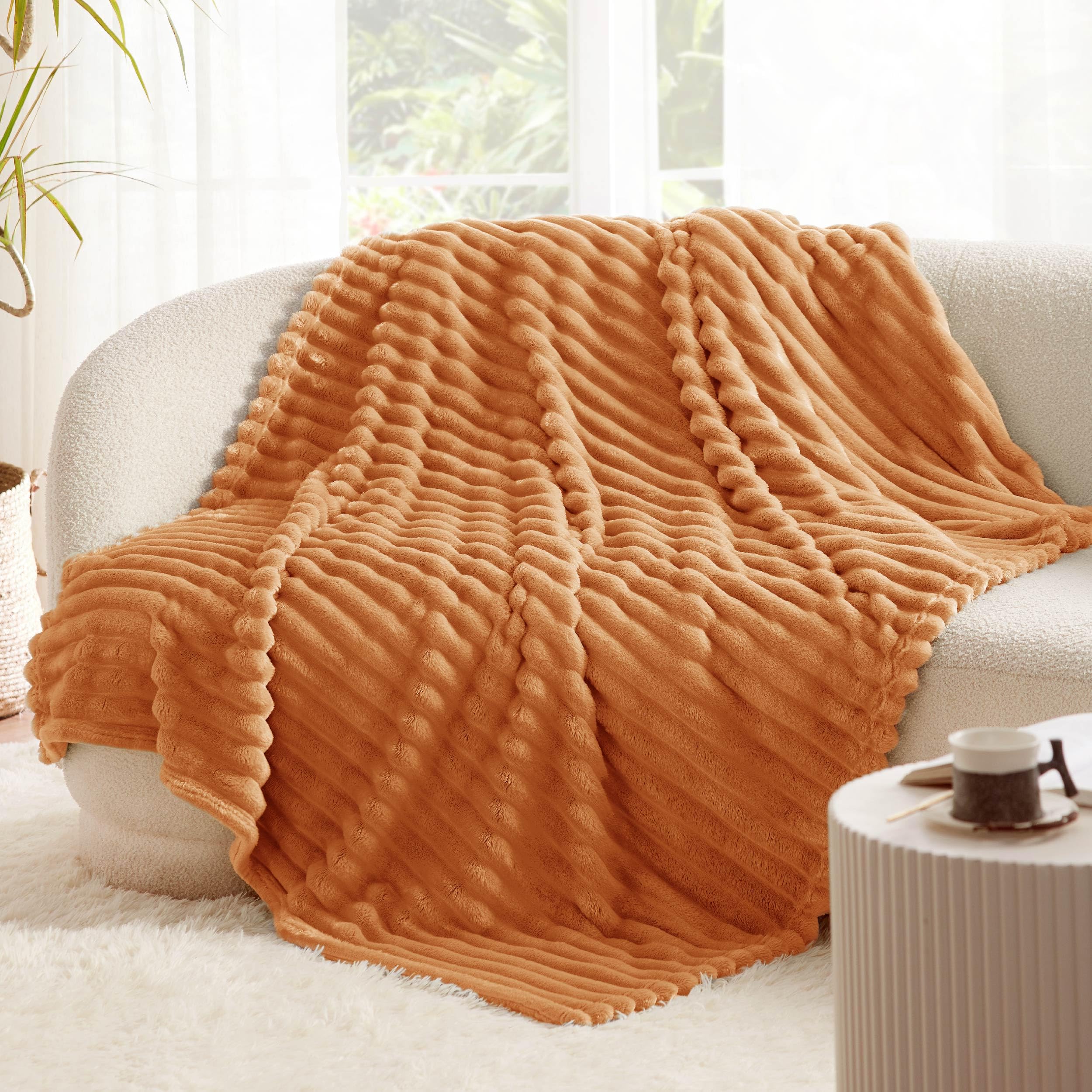 Bedsure Soft Burnt Orange Throw Blanket for Couch Decor Gifts 50"x60"