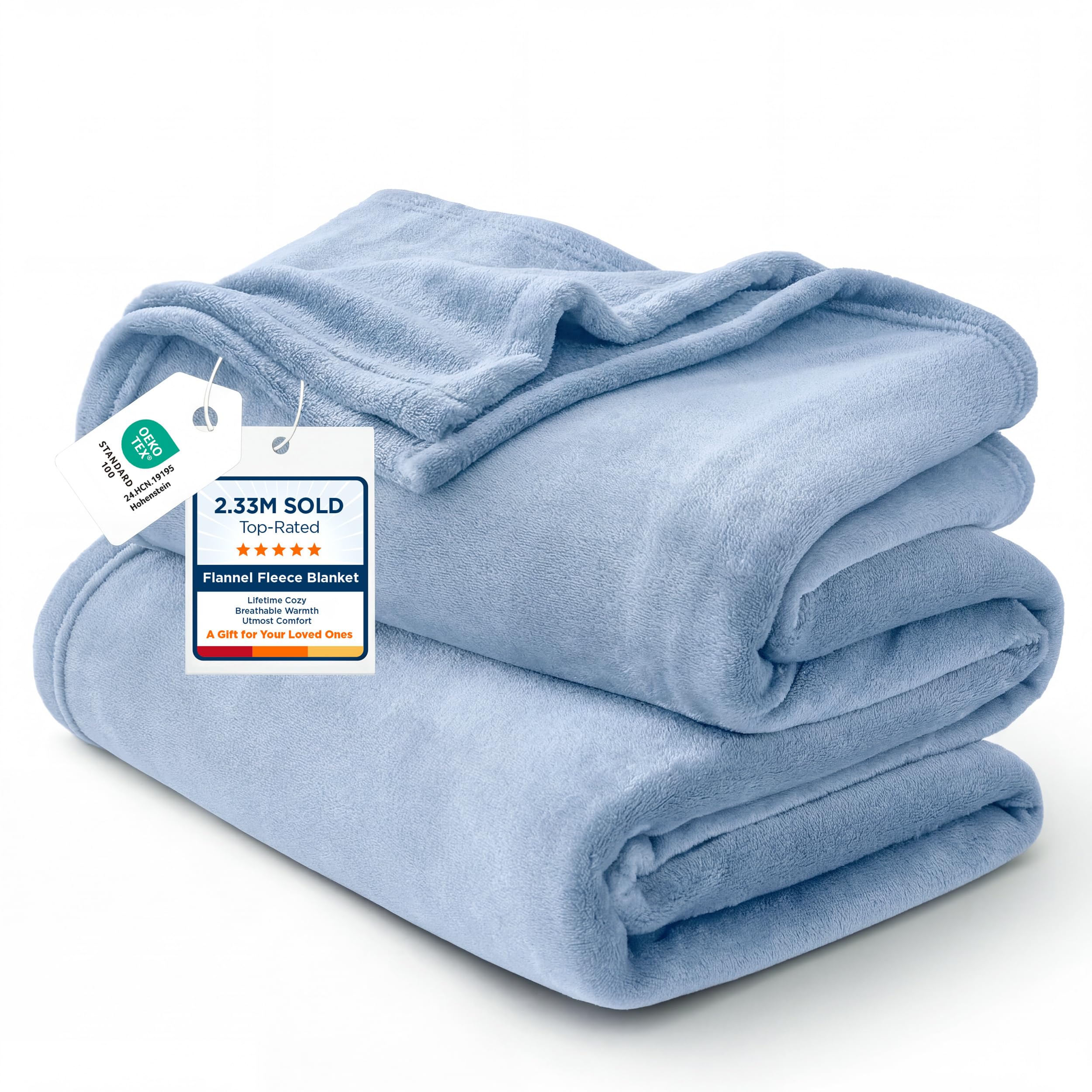 Bedsure Fleece Throw Blanket for Couch Light Blue - Lightweight Plush Fuzzy Cozy Soft Blankets and Throws for Sofa, 50x70 inches