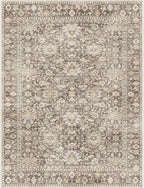 7X9 Area Rugs Machine Washable Rugs for Living Room Bedroom Hallway, Non Slip Indoor Soft Accent Distressed Boho Vintage Print Lightweight Thin Low Pile Carpet (Deep Brown/Gold, 7x9)