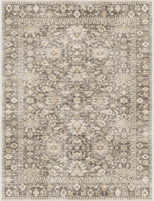 8x10 Rug Cream & Grey Foldable Area Rugs Distressed Pattern Carpet