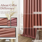 Dusty Rose 100% Blackout Linen Curtains 108 Inch Length 2 Panels Set for Girls Bedroom Back Tab Thermal Insulated Black Out Drapes Room Darkening Farmhouse Style for Bedroom Window Curtains 52x108